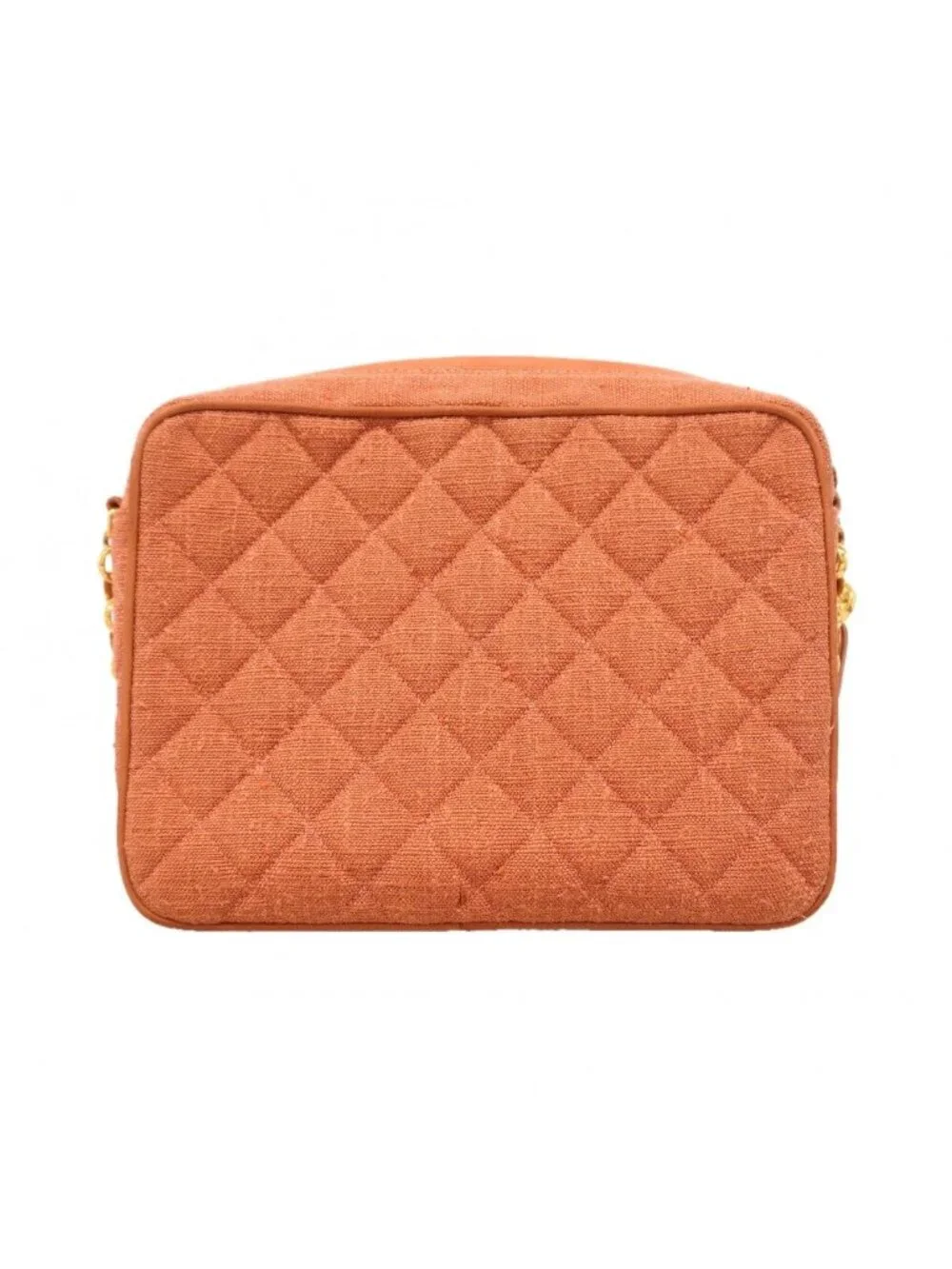 Chanel Shoulder Bag Quilted Canvas Salmon Pink Gold